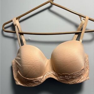 Victorias Secret Body By Victoria Lined Beige Strapless Bra Sz. 36DD